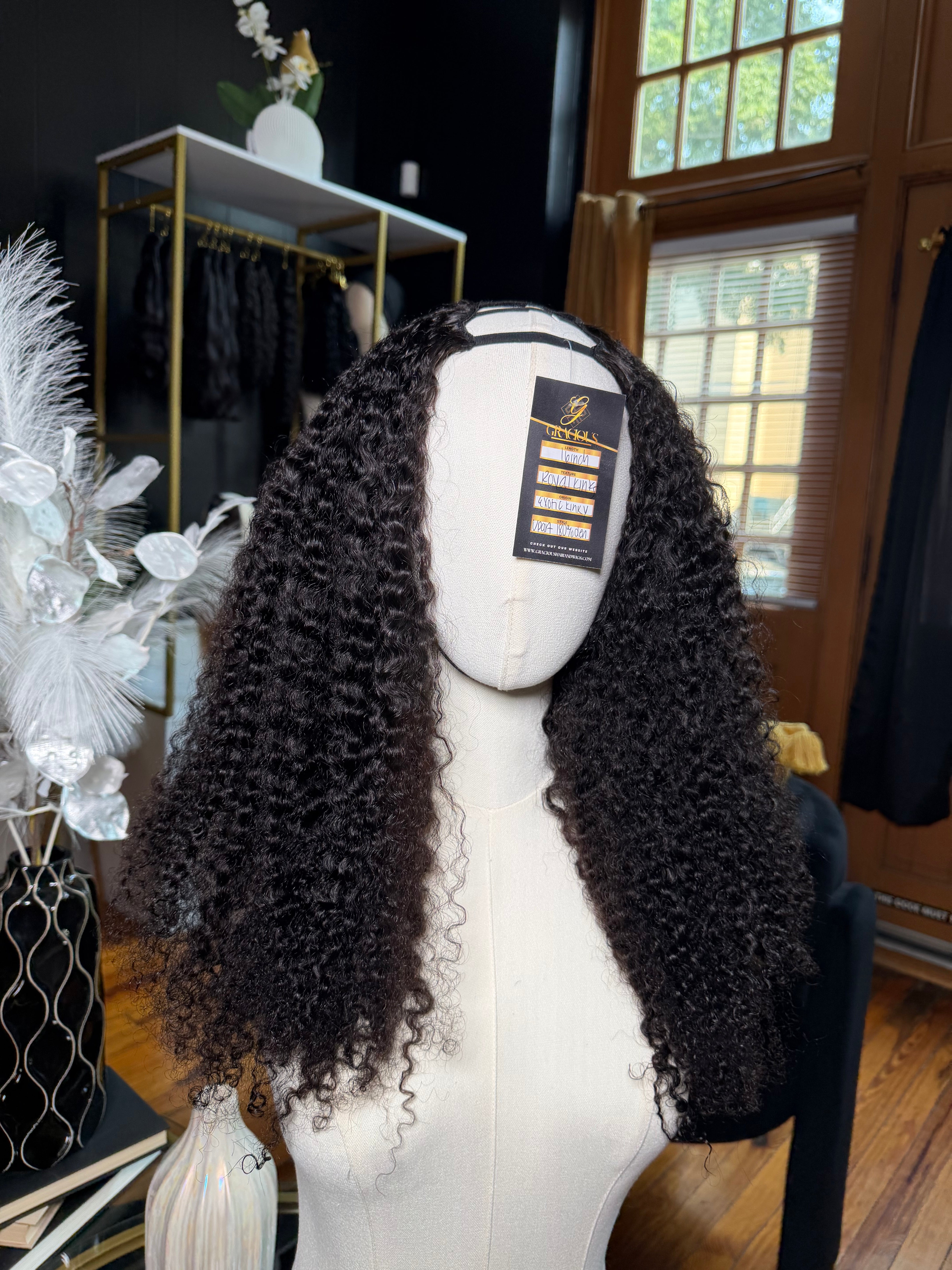 Royal Kinks U-Part Wig 16 inch 180% Density(Adjustable cap with drawstring and combs) - Styled By Zahna
