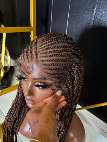 Two-Strand Twist Braided Wig 13x5 Frontal Lace Wig with Baby Hair