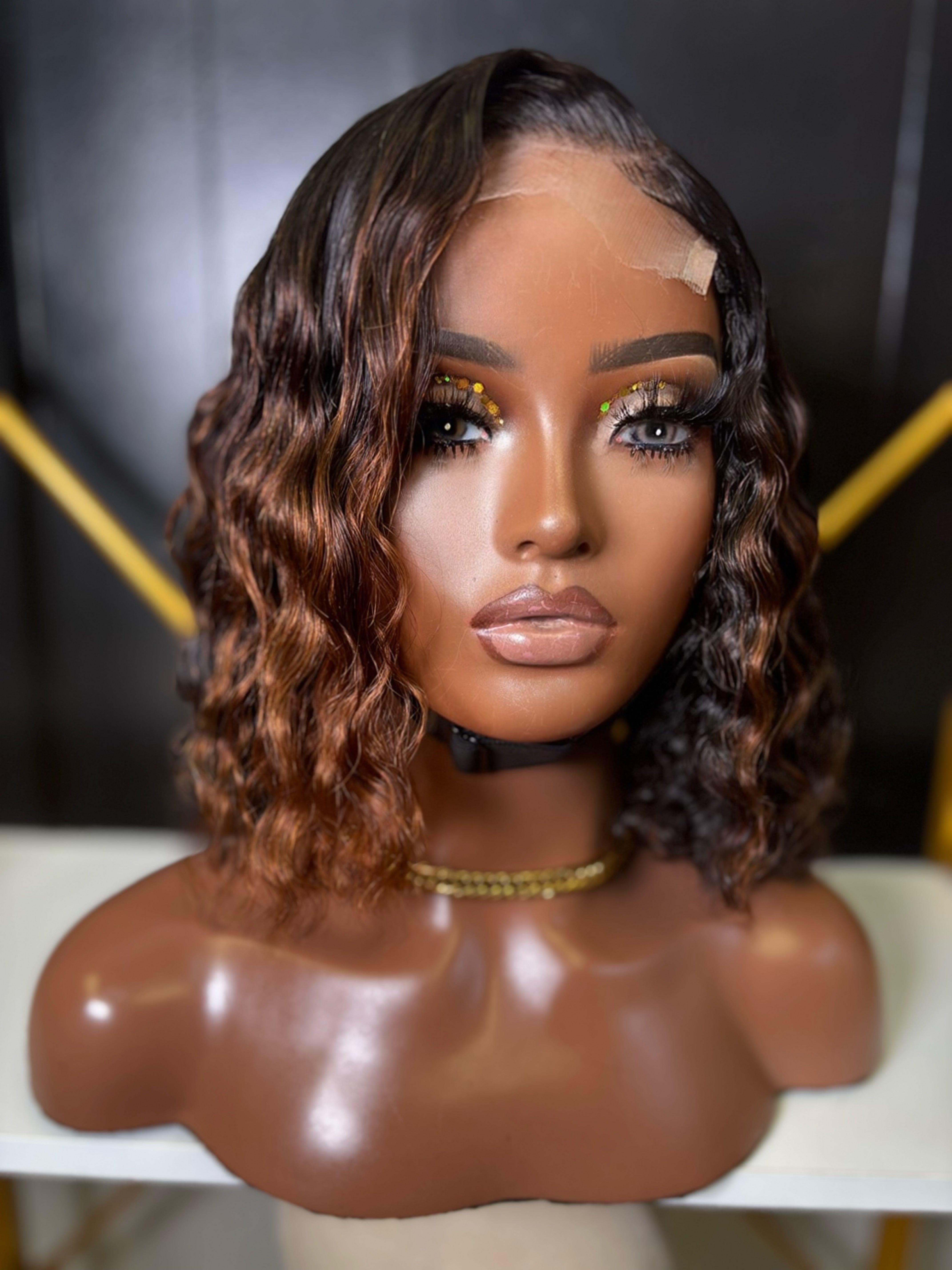 Burmese curly bob wig with custom color Small(21.5) - Styled By Zahna